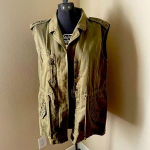 Forever 21 army green embellished vest